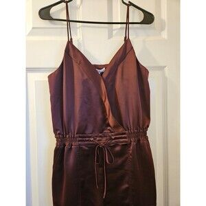 Pant Jumpsuit Romper Maroon Size 2 Parker Khloe New w/Tags Satin, Pockets, Tie